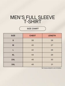 Men Full Sleeve size chart