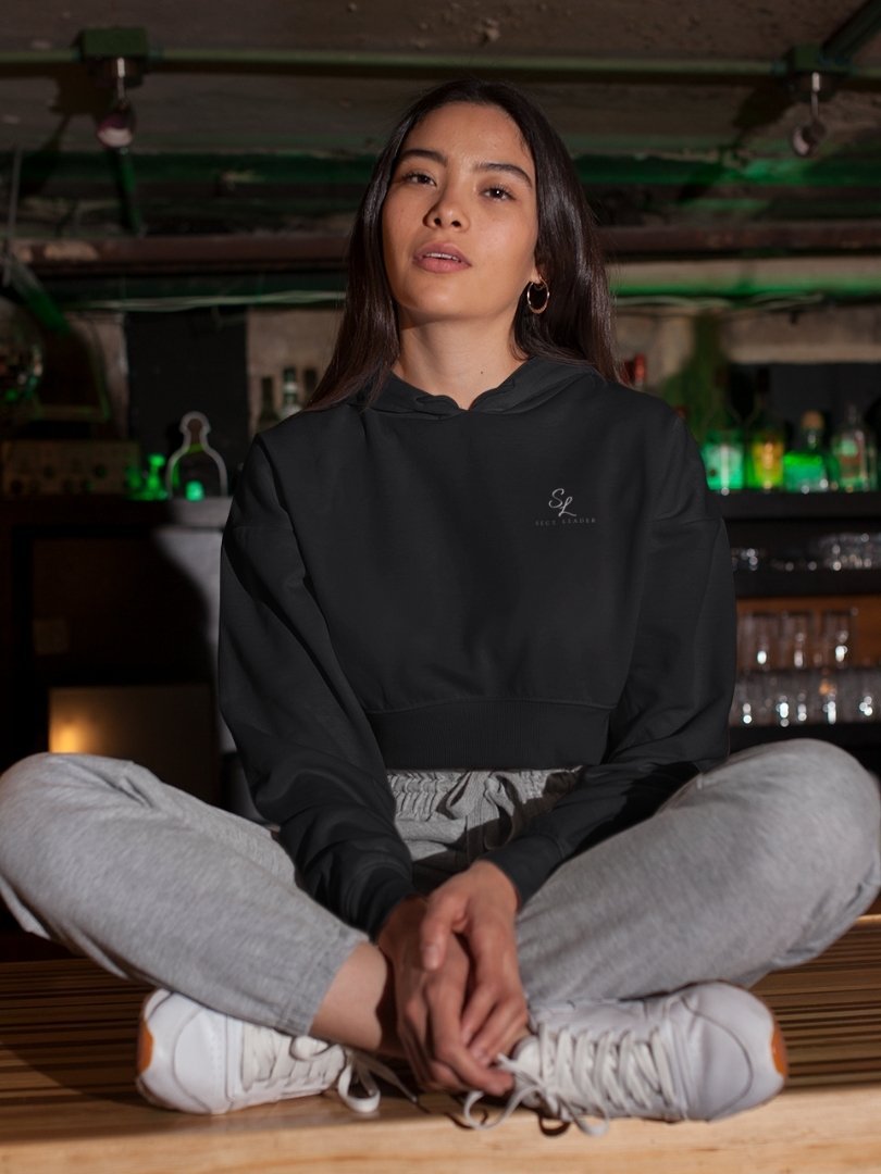 Women’s-Cropped-Hoodie–Black-&-Maroon-SL-Originals