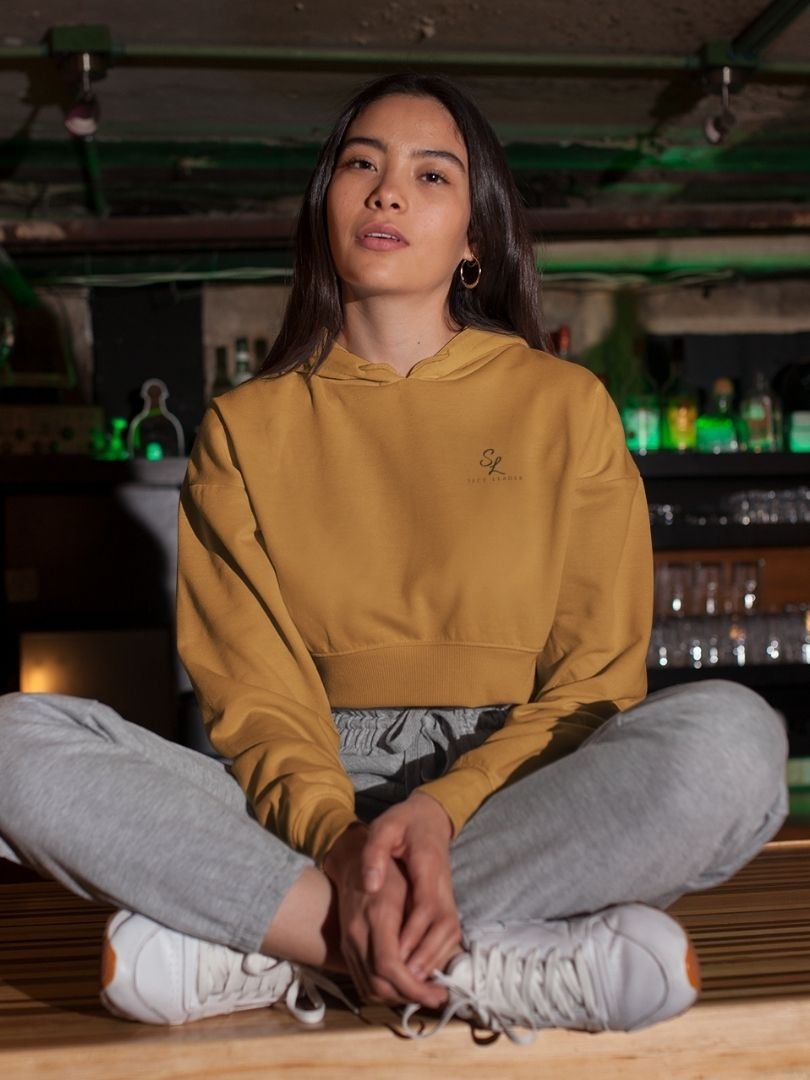 Women’s-Cropped-Hoodie–Light-Baby-Pink-&-Mustard-Yellow-SL-Originals