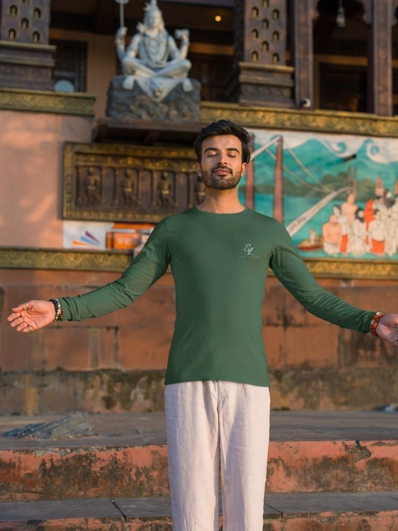 SL-Originals-Men’s-Full-Sleeve-T-Shirt-100%-Cotton–Bottle-Green-&-Royal-Blue-All-Season-Comfort