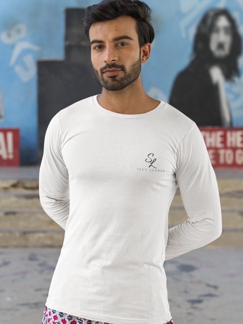 SL-Originals-Men’-Full-Sleeve-T-Shirt-100%-Cotton–Grey-Melange-&-White-All-Season-Comfort