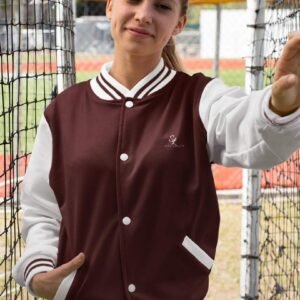 SL-Originals-Women’s-Premium-Varsity-Jacket-300-GSM-Cotton-Maroon,-Bottle-Green-&-Red